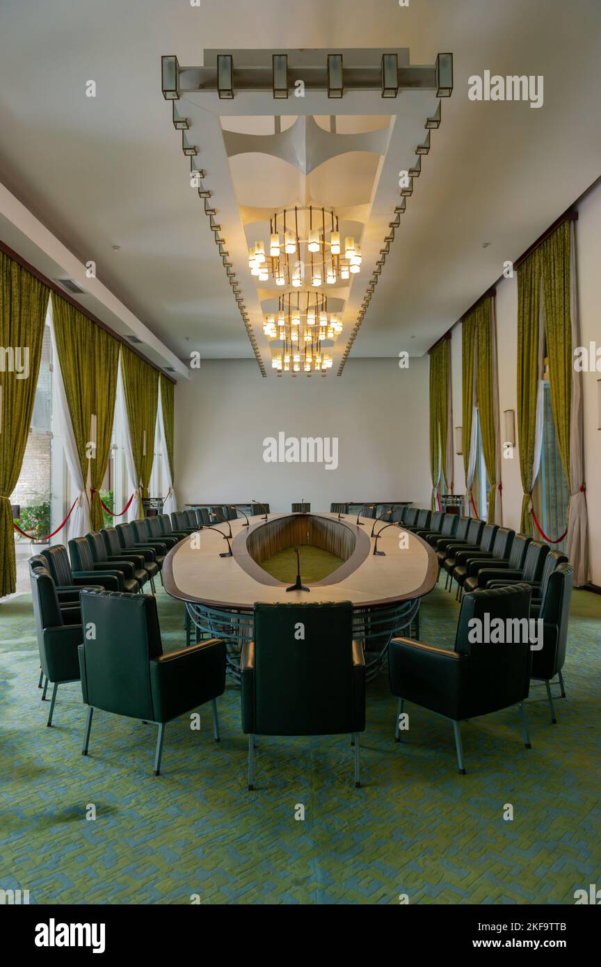 The Cabinet room of the Republic of South Vietnam Government, at the Reunification Palace, Ho Chi Minh City, Vietnam Stock Photo