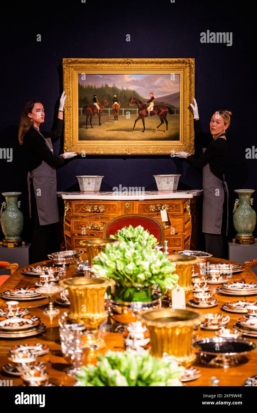 London, UK. 17th Nov, 2022. The Start Of The Goodwood Gold Cup, 1831, John Frederick Herring, Sr. (Estimate £250,000-350,000) - Preview of the Collection of Lord & Lady Weinstock sale at Christies London. Credit: Guy Bell/Alamy Live News Stock Photo