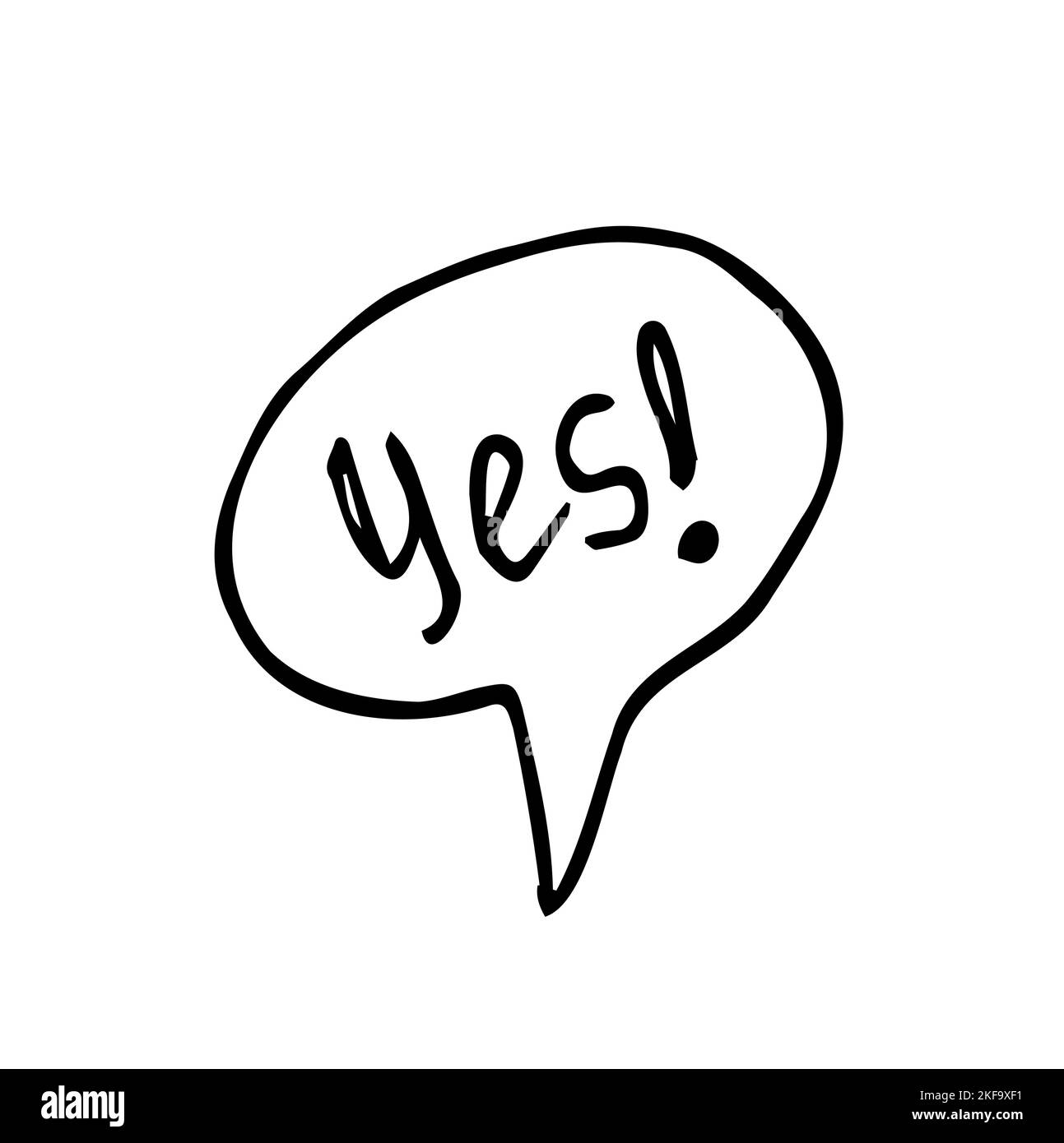 Yes comic speech bubble for magazine page. Vector comic bubble cloud