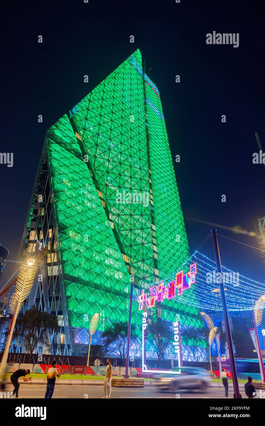 FIFA World Cup Qatar 2022 celebration Lights in Qatar 2022 Also decorated with the flags of the