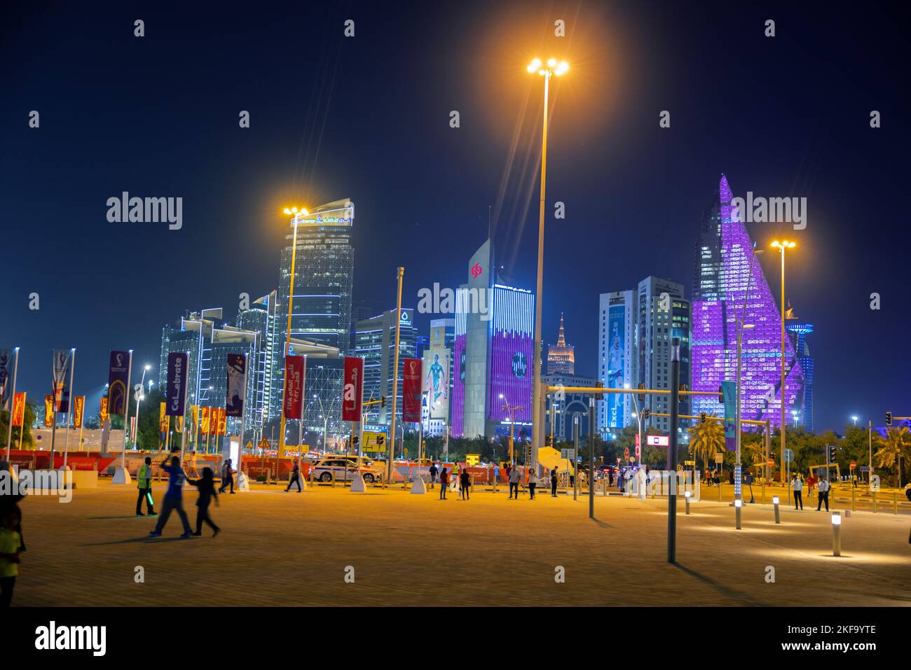 FIFA World Cup Qatar 2022 celebration Lights in Qatar 2022 Also decorated with the flags of the