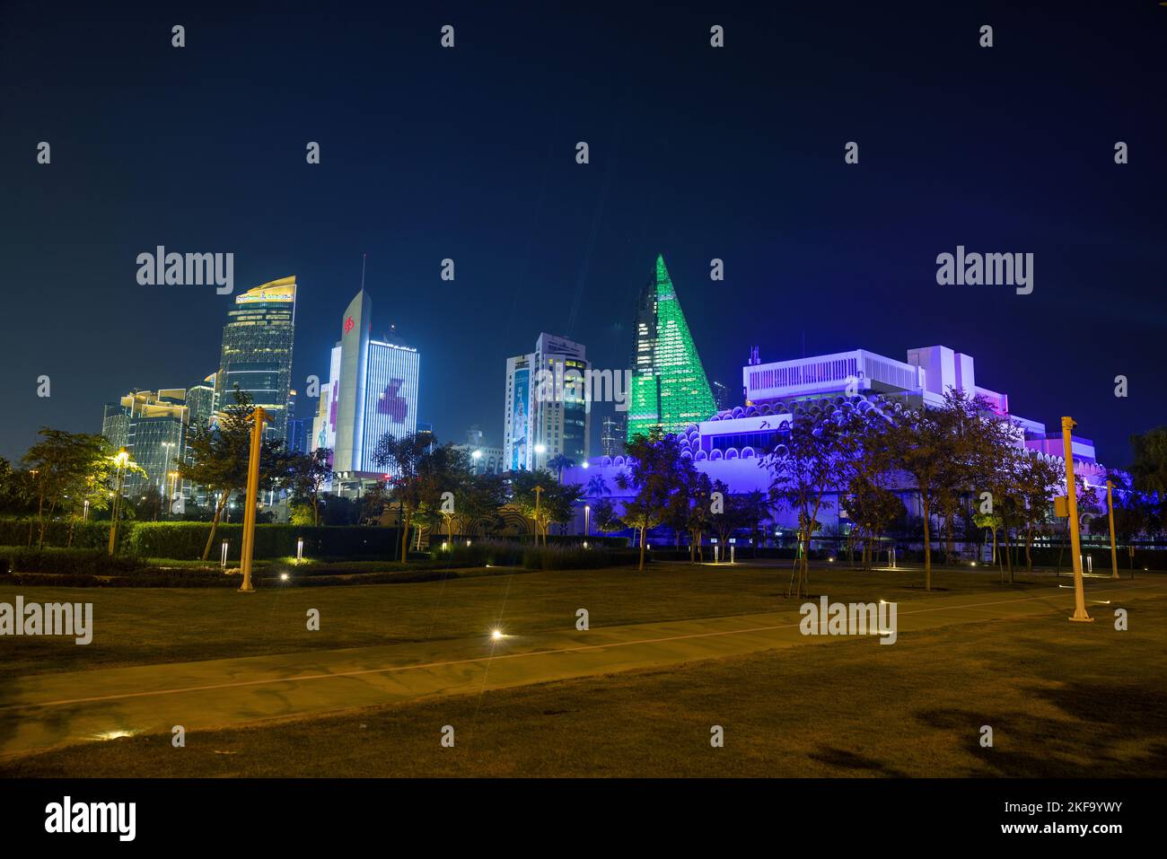 FIFA World Cup Qatar 2022 celebration Lights in Qatar 2022 Also decorated with the flags of the