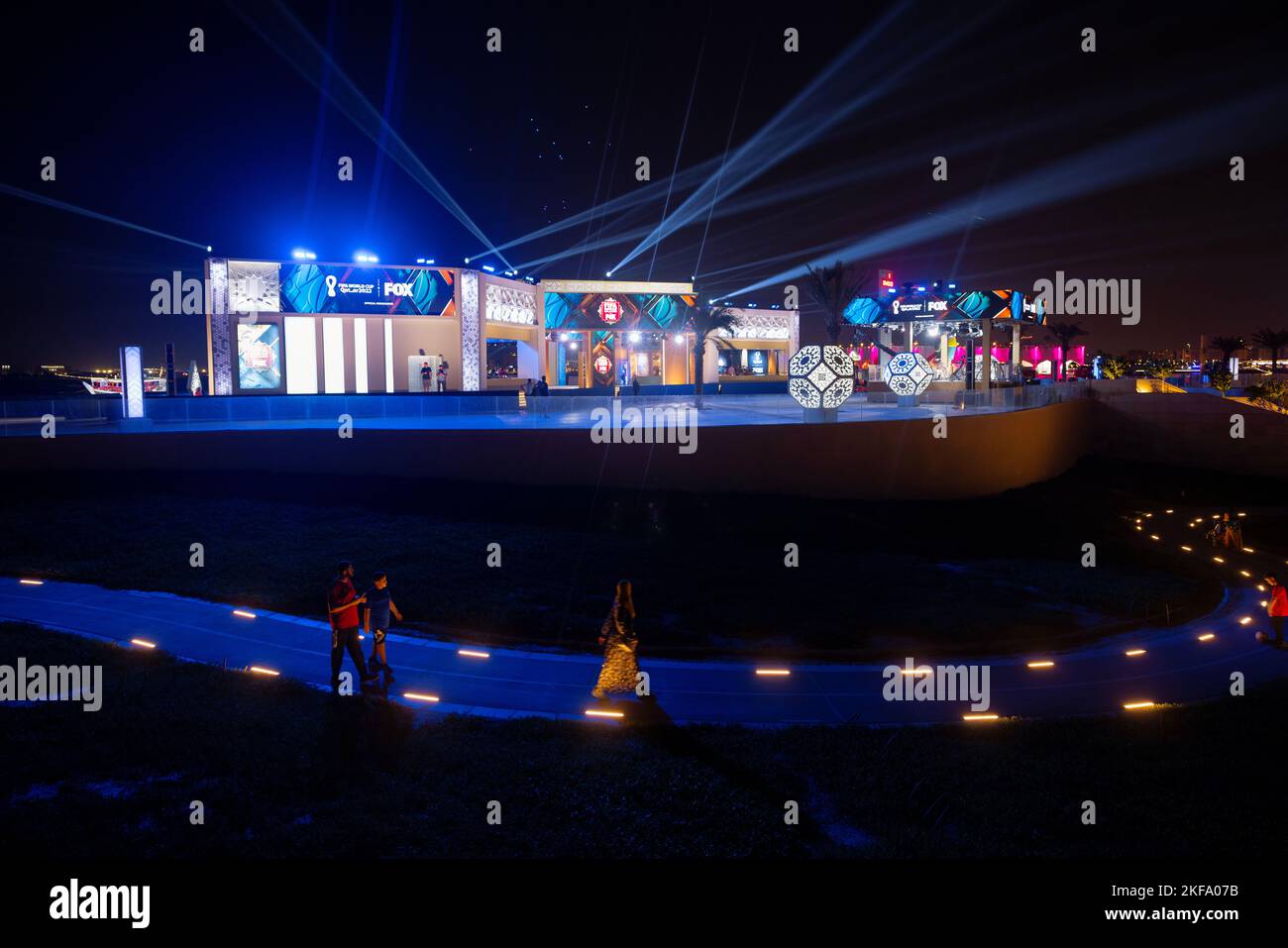 FIFA World Cup Qatar 2022 celebration Lights in Qatar 2022 Also decorated with the flags of the