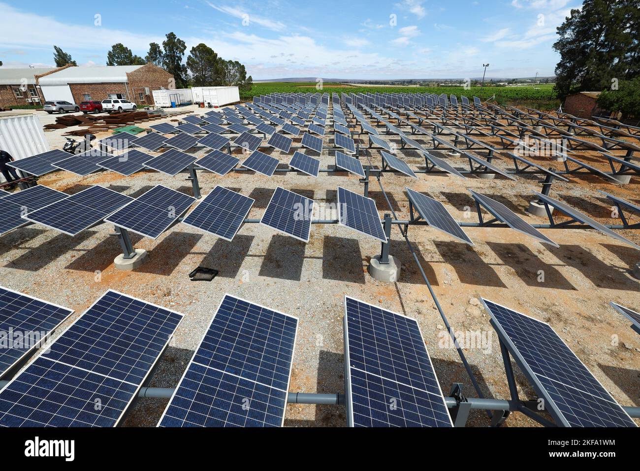 A view shows solar panels at the green hydrogen proofofconcept site in Vredendal, Western Cape