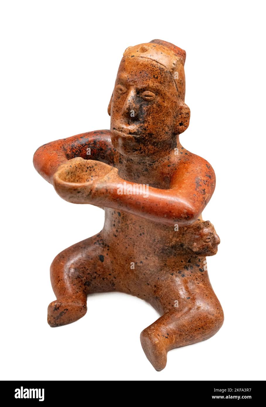 Anthropomorphic figure. These ceramic  figures used as grave goods depicted characters in different attitudes and  accompanied the deceased to their t Stock Photo