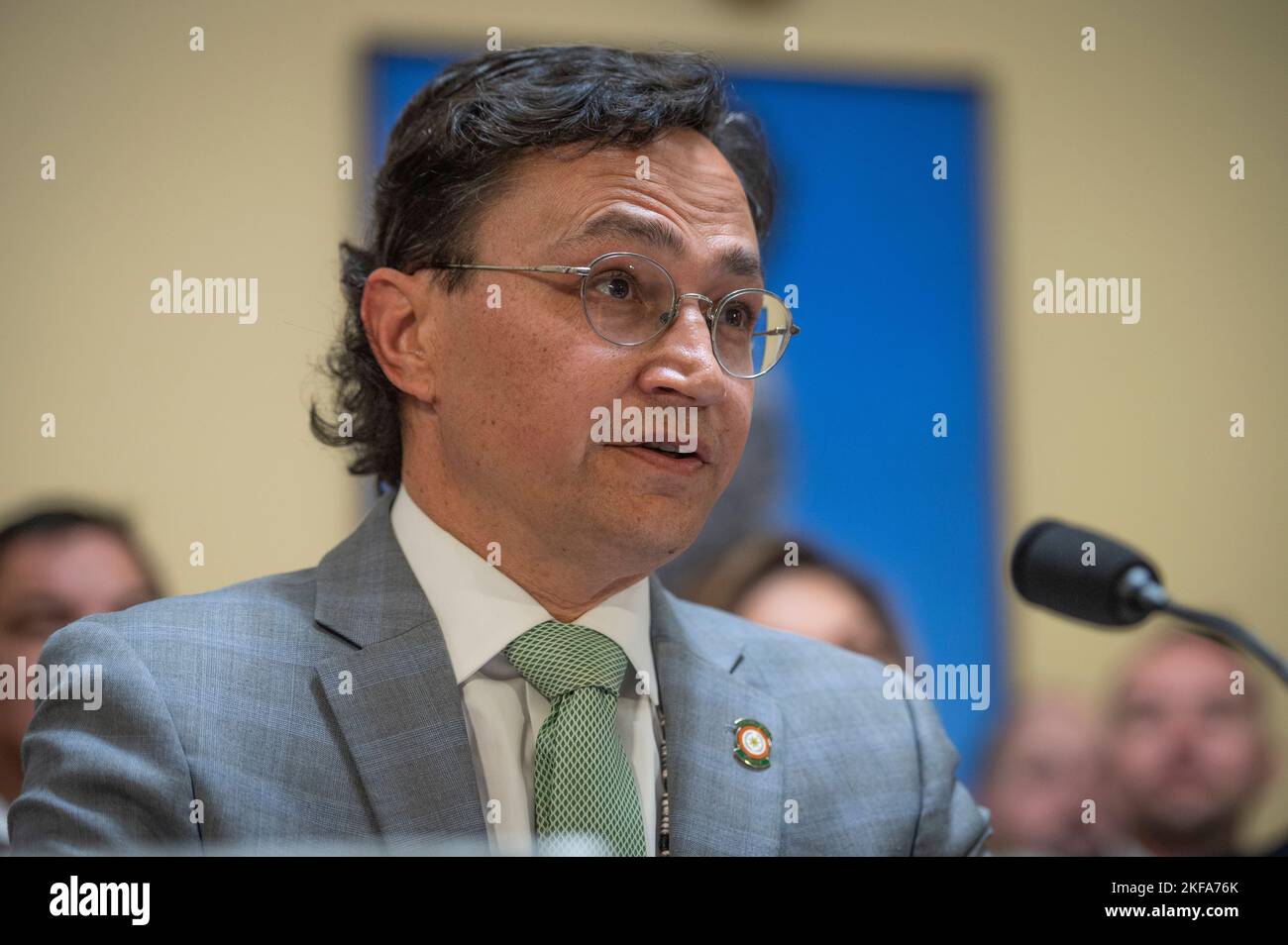 Washington, United States Of America. 16th Nov, 2022. Chuck Hoskin Jr., Principal Chief, Cherokee Nation, testifies before the U.S. House Rules Committee on seating a Cherokee Nation Delegate in the U.S. House of Representatives, on Capitol Hill, in Washington, Wednesday, Nov. 16, 2022. Credit: Cliff Owen/CNP/Sipa USA Credit: Sipa USA/Alamy Live News Stock Photo