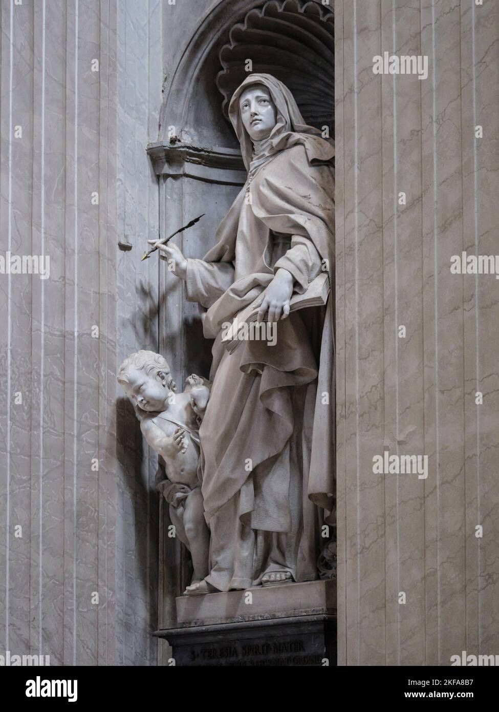Rome. Italy. Basilica San di Pietro (St. Peter’s Basilica). Statue of Saint Teresa of Ávila (aka St Teresa of Jesus), by Filippo Della Valle (1698-176 Stock Photo