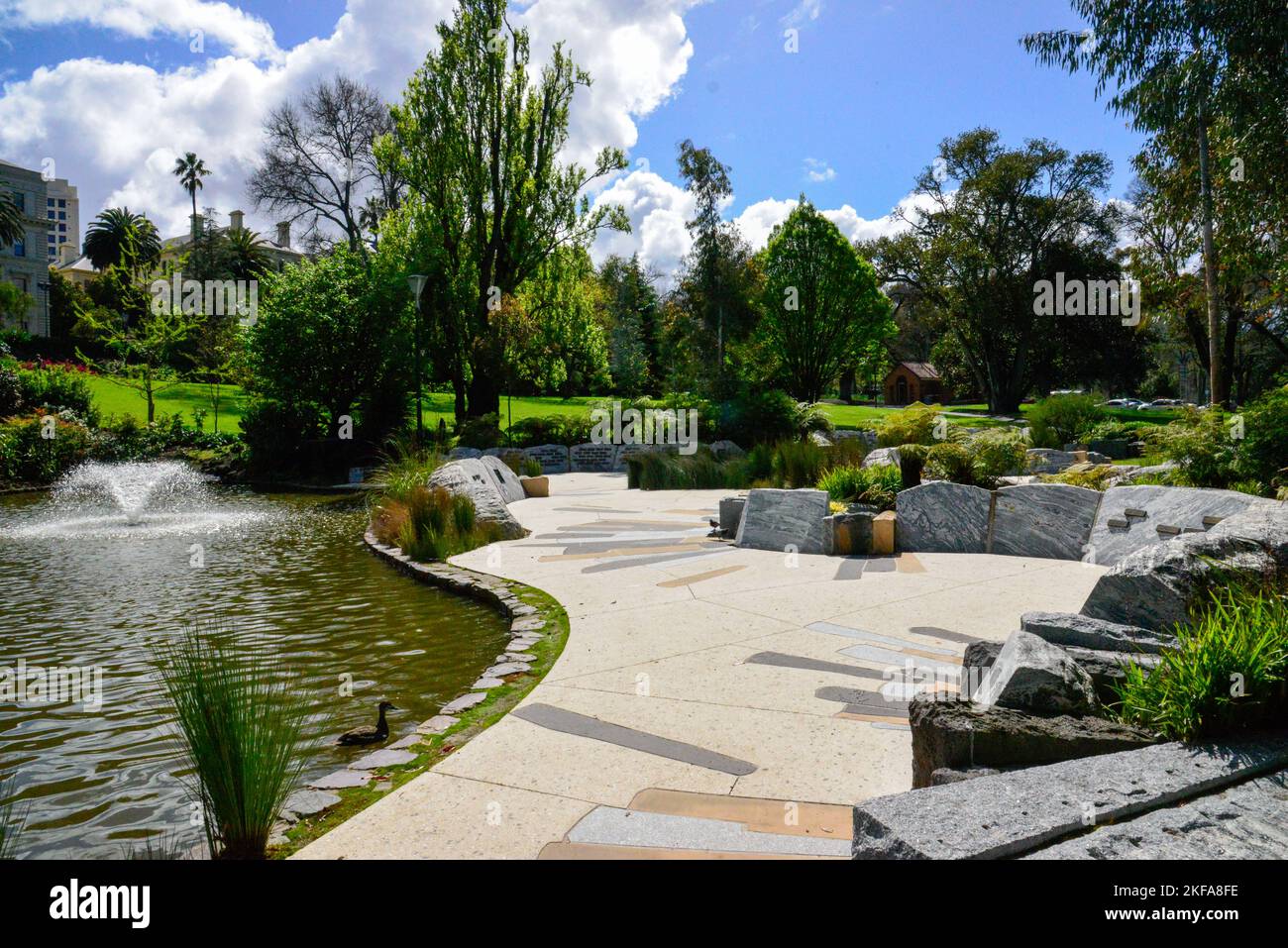 Water Fountains Emergency Services Memorial Garden Fitzroy Gardens on a