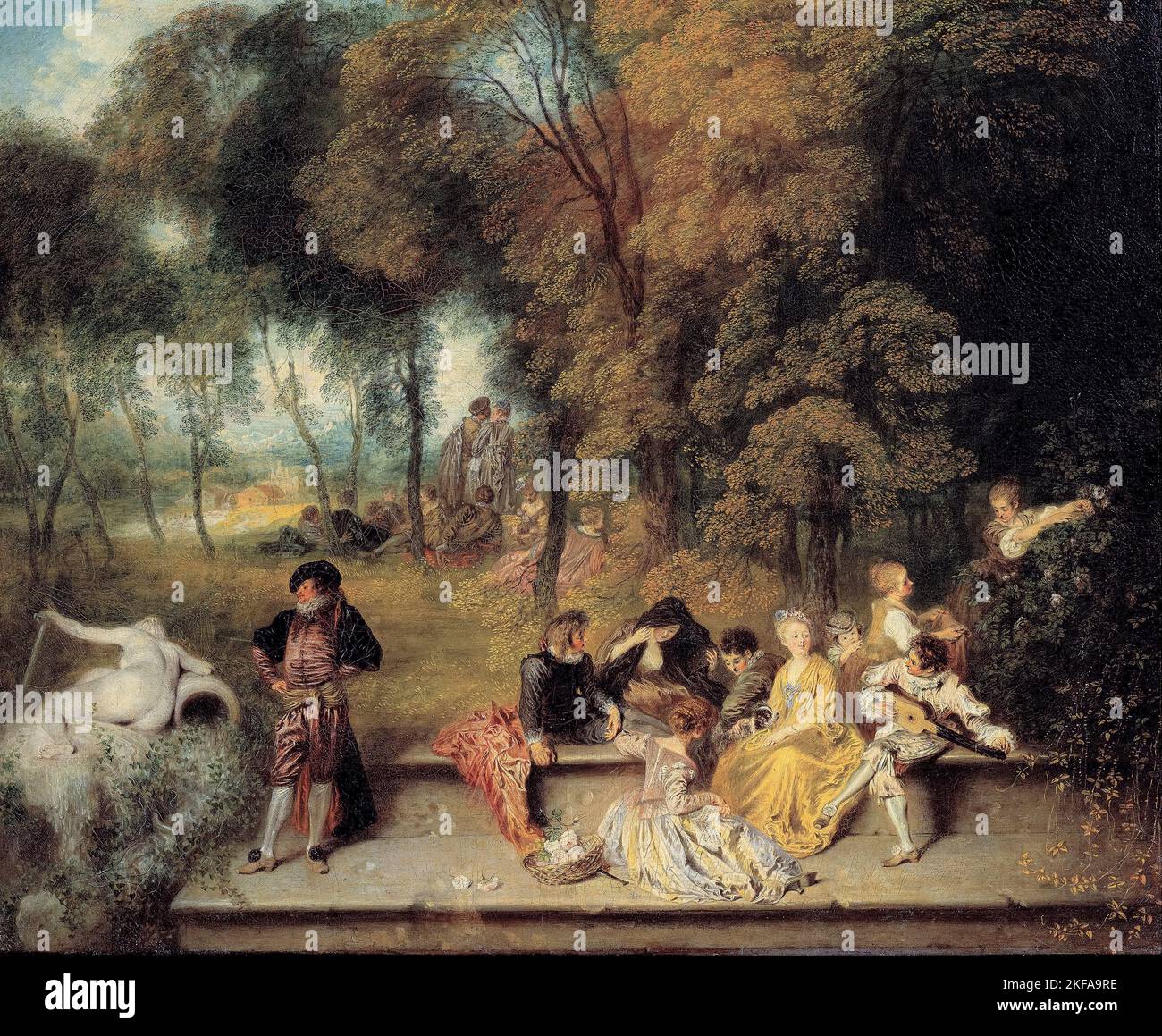 Jean-Antoine Watteau painting, Pleasures of Love, oil on canvas, 1718-1719 Stock Photo