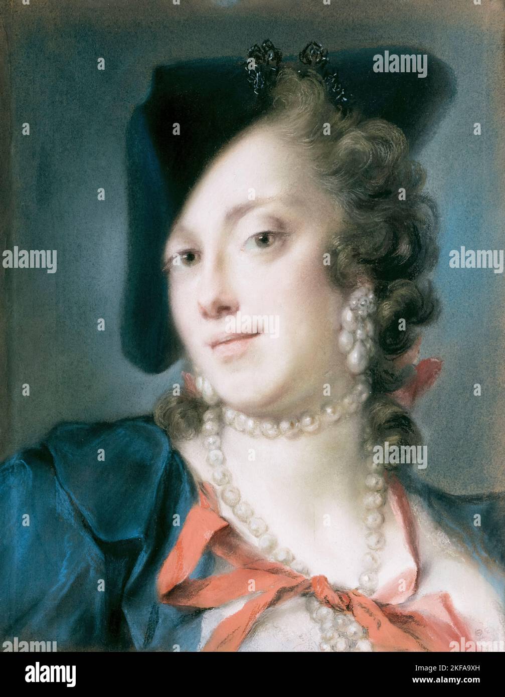 Caterina Sagredo Barbarigo (1715-1772), was a Venetian aristocrat, casino holder, and notorious salonniére, portrait painting in pastel by Rosalba Carriera, 1735-1740 Stock Photo