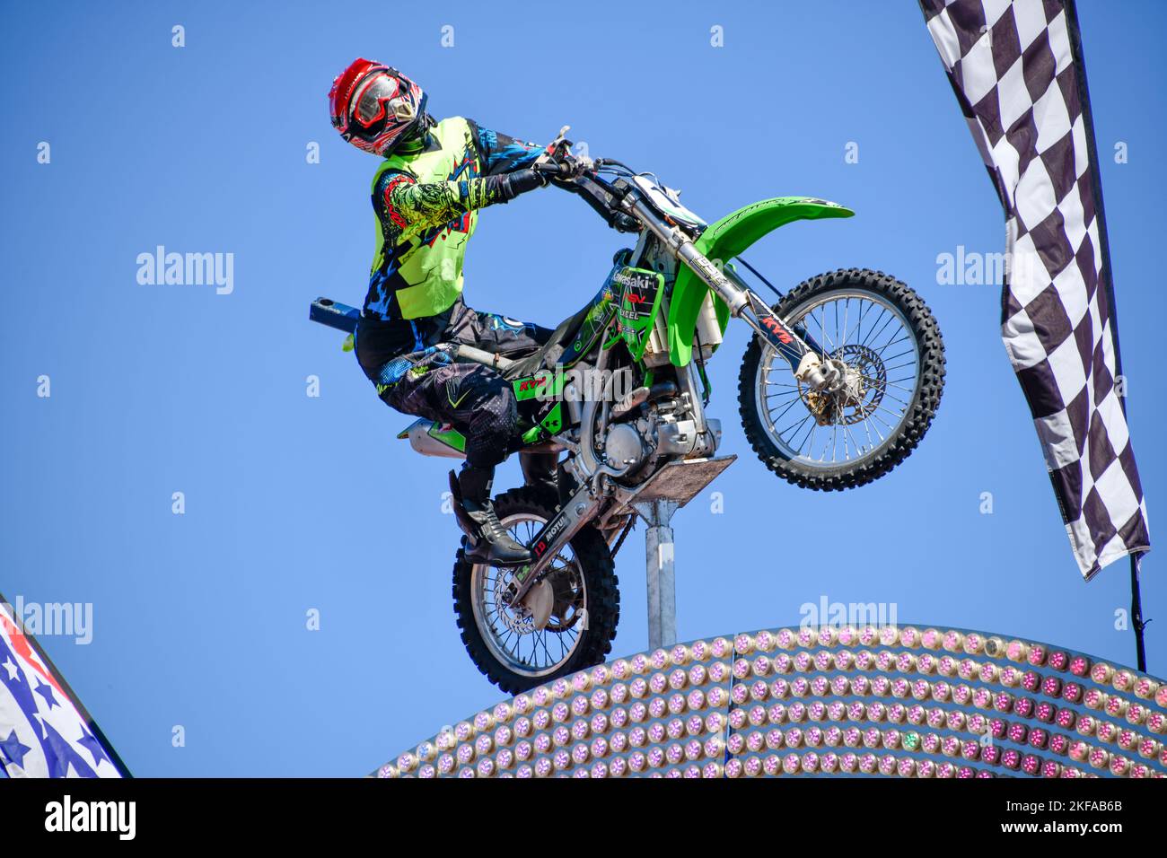 Man on Motorbike Amusement Rides at The Royal Melbourne Show, Melbourne Victoria VIC, Australia Stock Photo