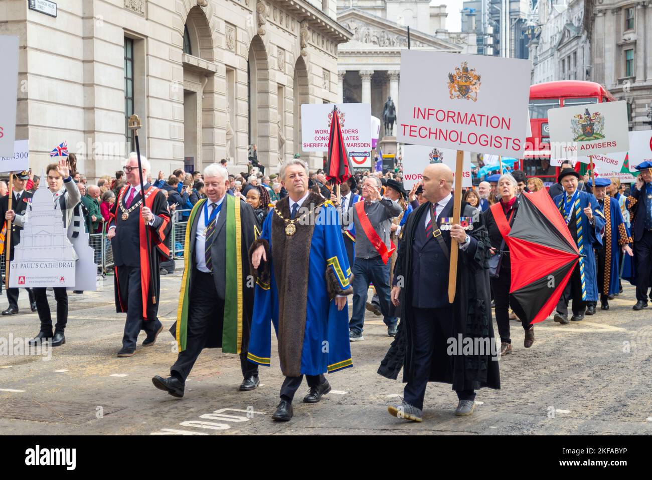 Modern Livery Companies at the Lord Mayor's Show parade in the City of