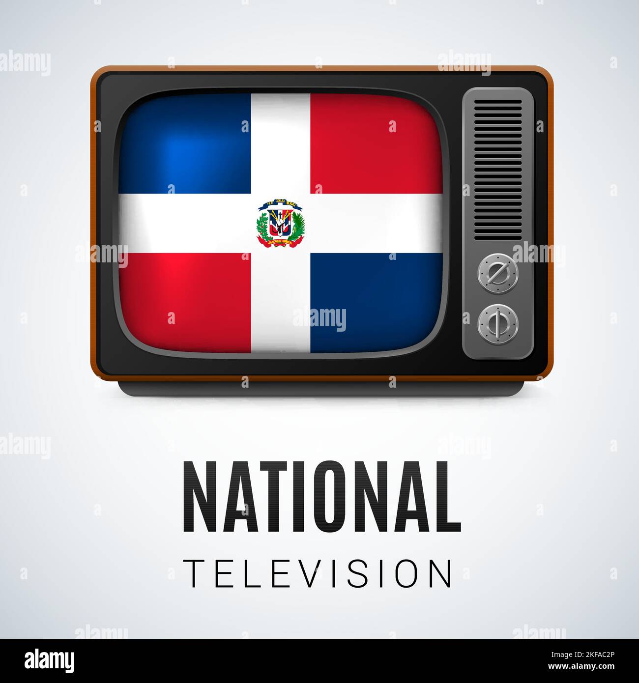 Vintage TV and Flag of Dominican Republic as Symbol National Television