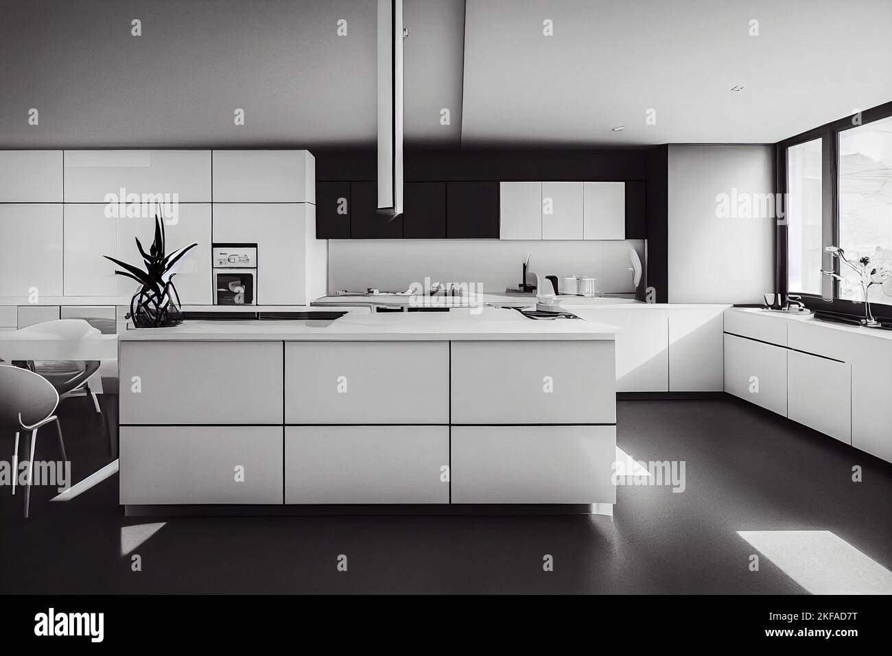 modern kitchen interior with furniture Stock Photo - Alamy