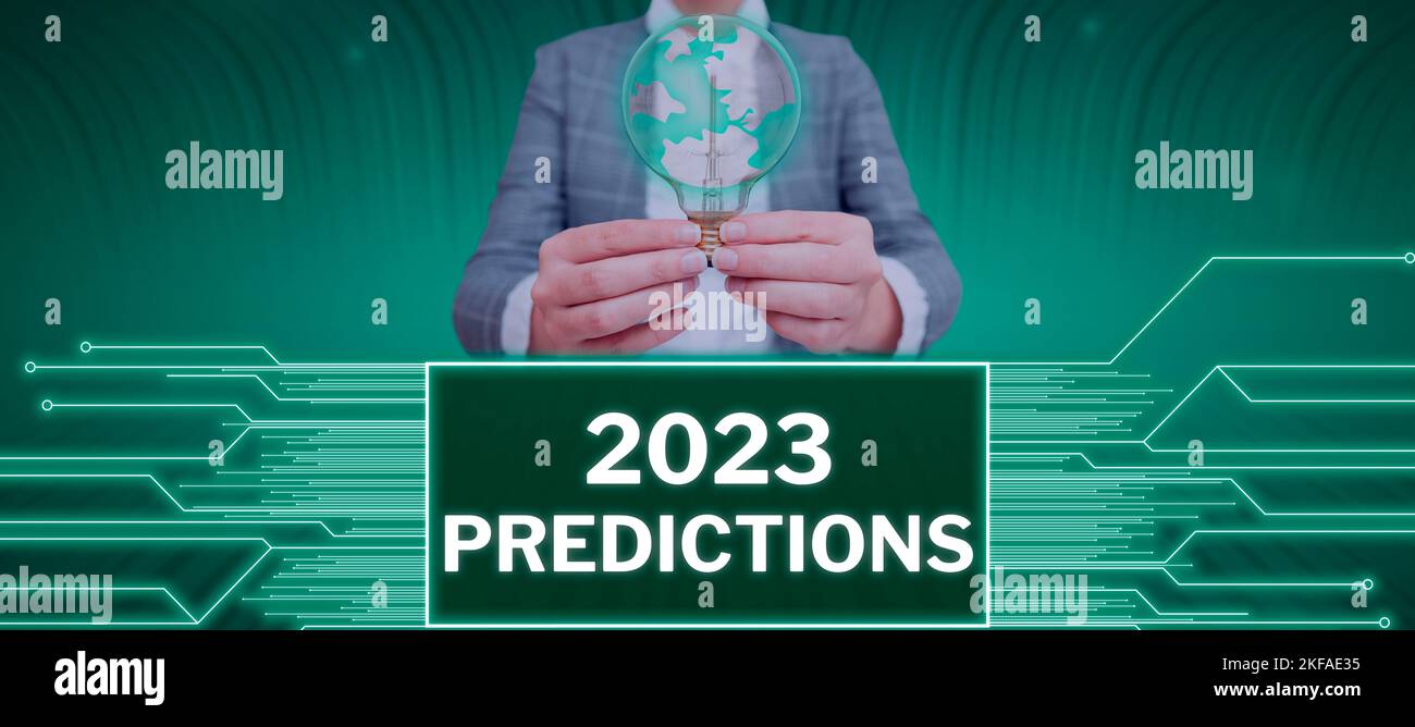 Hand writing sign 2023 Predictions. Internet Concept list of things you ...