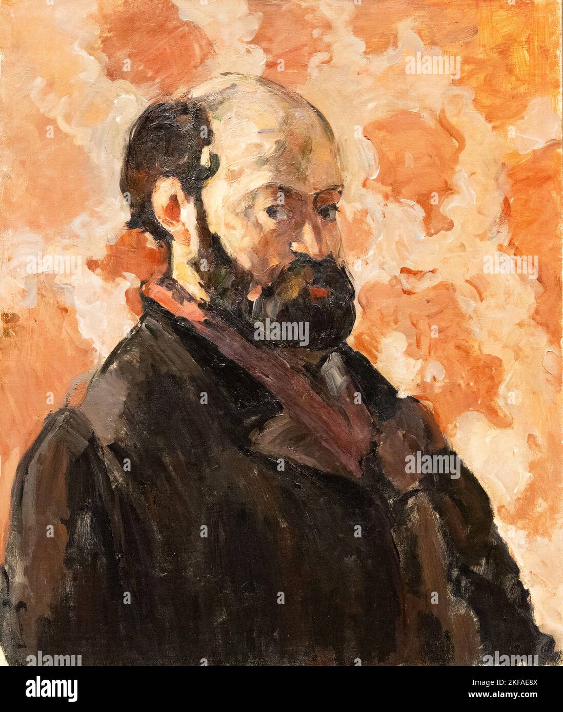 'Portrait of the Artist with a pink background', 1875. Paul Cezanne self portrait Stock Photo