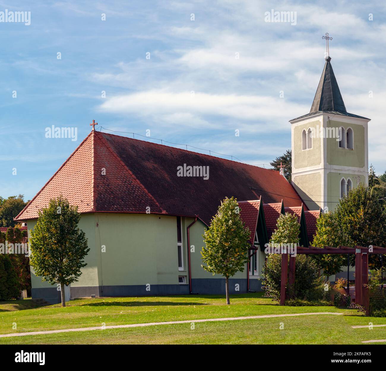 Heart of Jesus church, Heviz, Hungary Hévíz is a spa town in Zala County, Hungary, Stock Photo