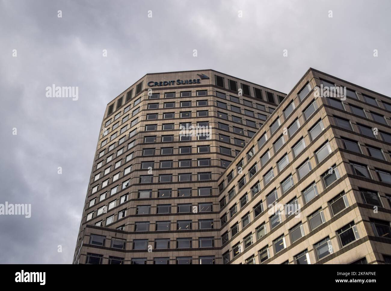 London, UK. 17th November 2022. Exterior view of Credit Suisse UK headquarters in Canary Wharf. Stock Photo