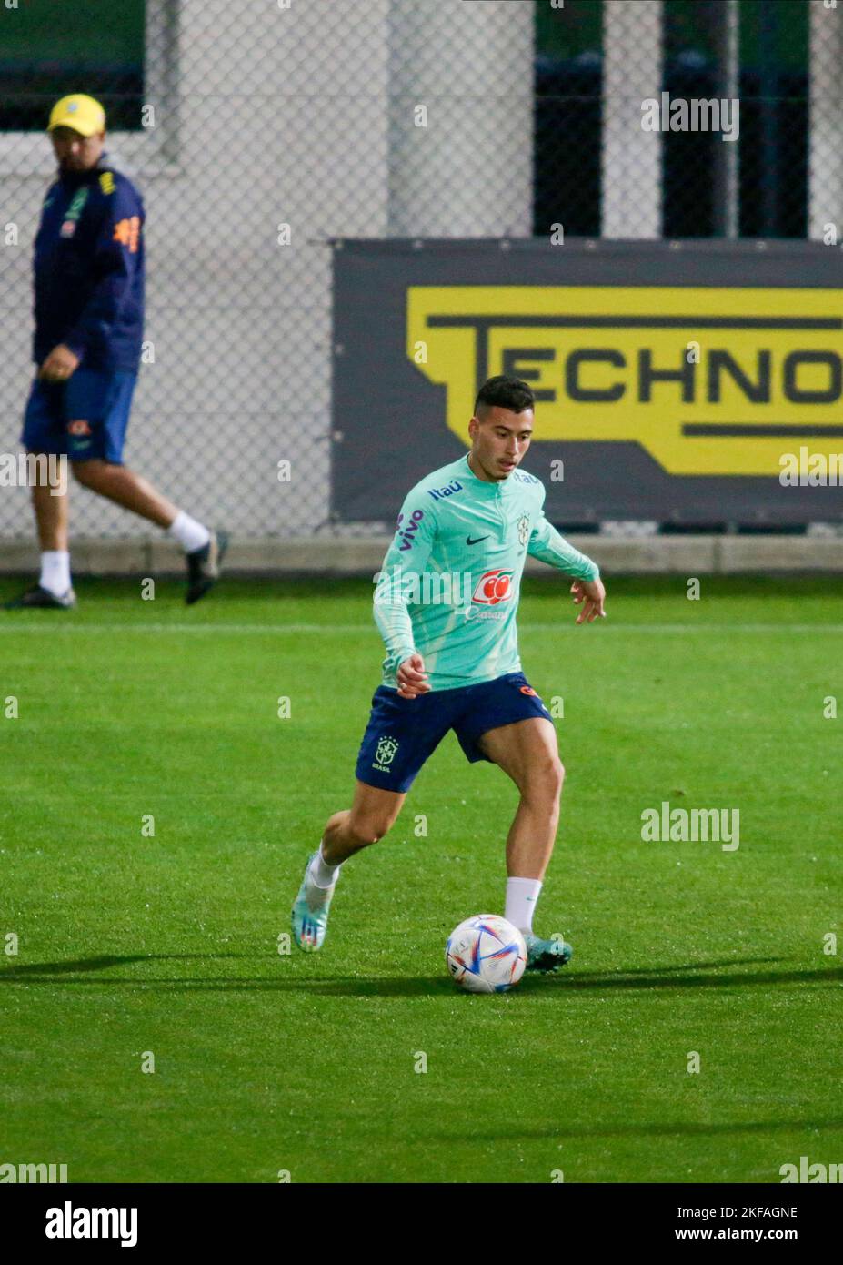 Gabriel Martinelli of Brazil during Brazil National football team traning, before the finale stage of the World Cup 2022 in Qatar, at Juventus Trainin Stock Photo