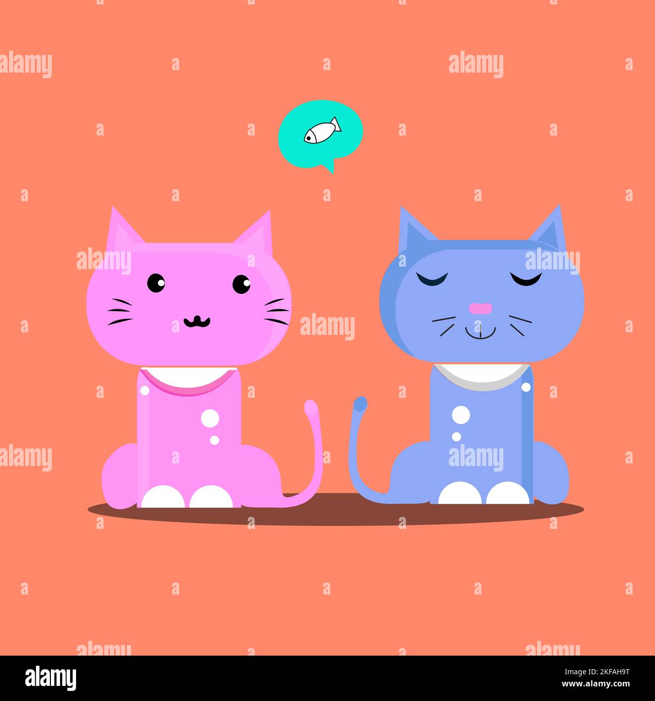 Vector illustration character cat sleeping. Cute kitty cat vector illustration set with different cat breeds, toys, and food. Draw doodle style. Stock Vector