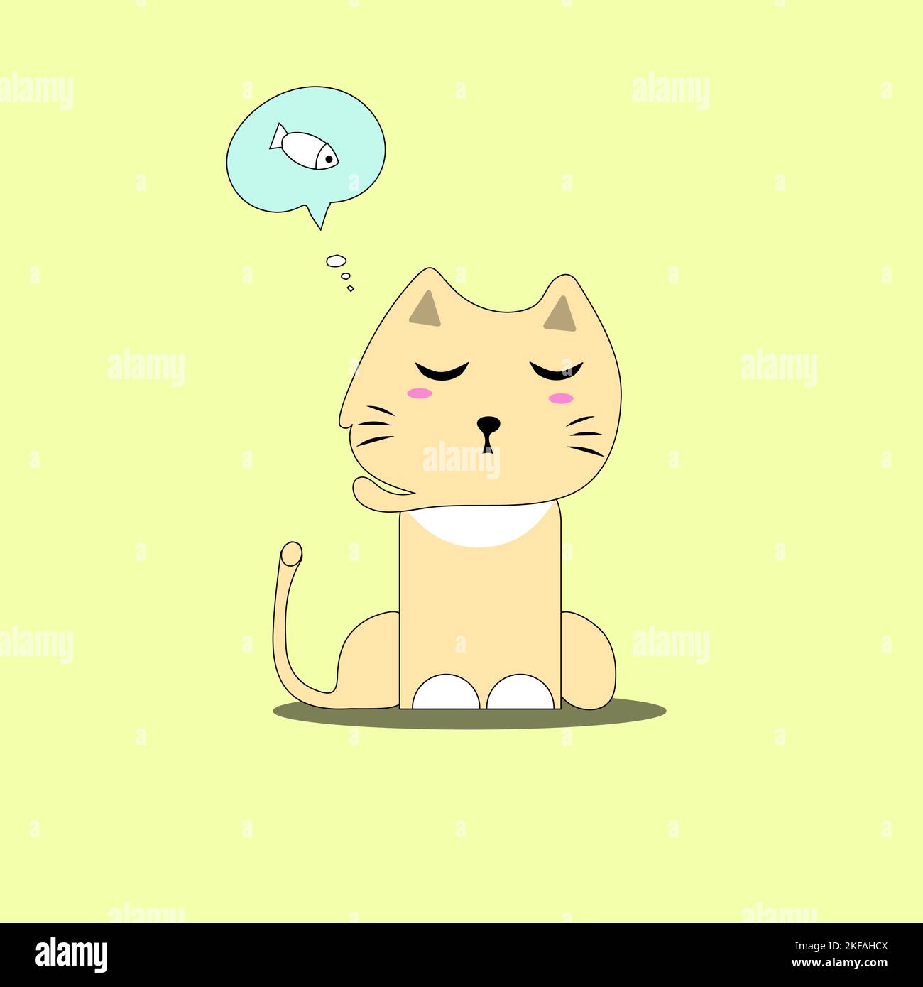 Vector illustration character cat sleeping. Cute kitty cat vector illustration set with different cat breeds, toys, and food. Draw doodle style. Stock Vector