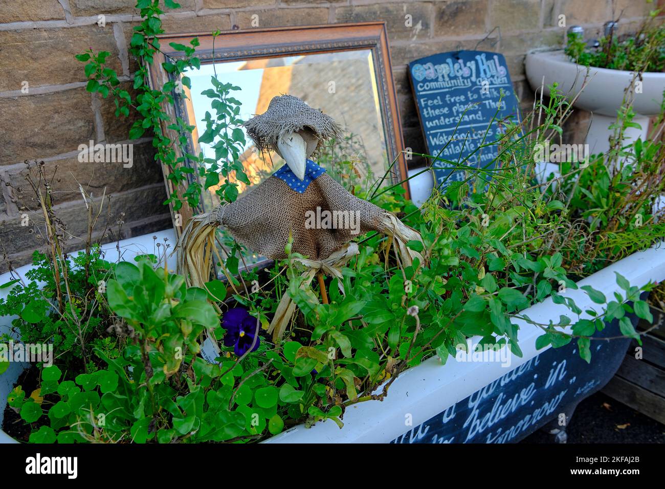 Planted bath outside the Appleby Hub in Appleby in Westmorland. Stock Photo
