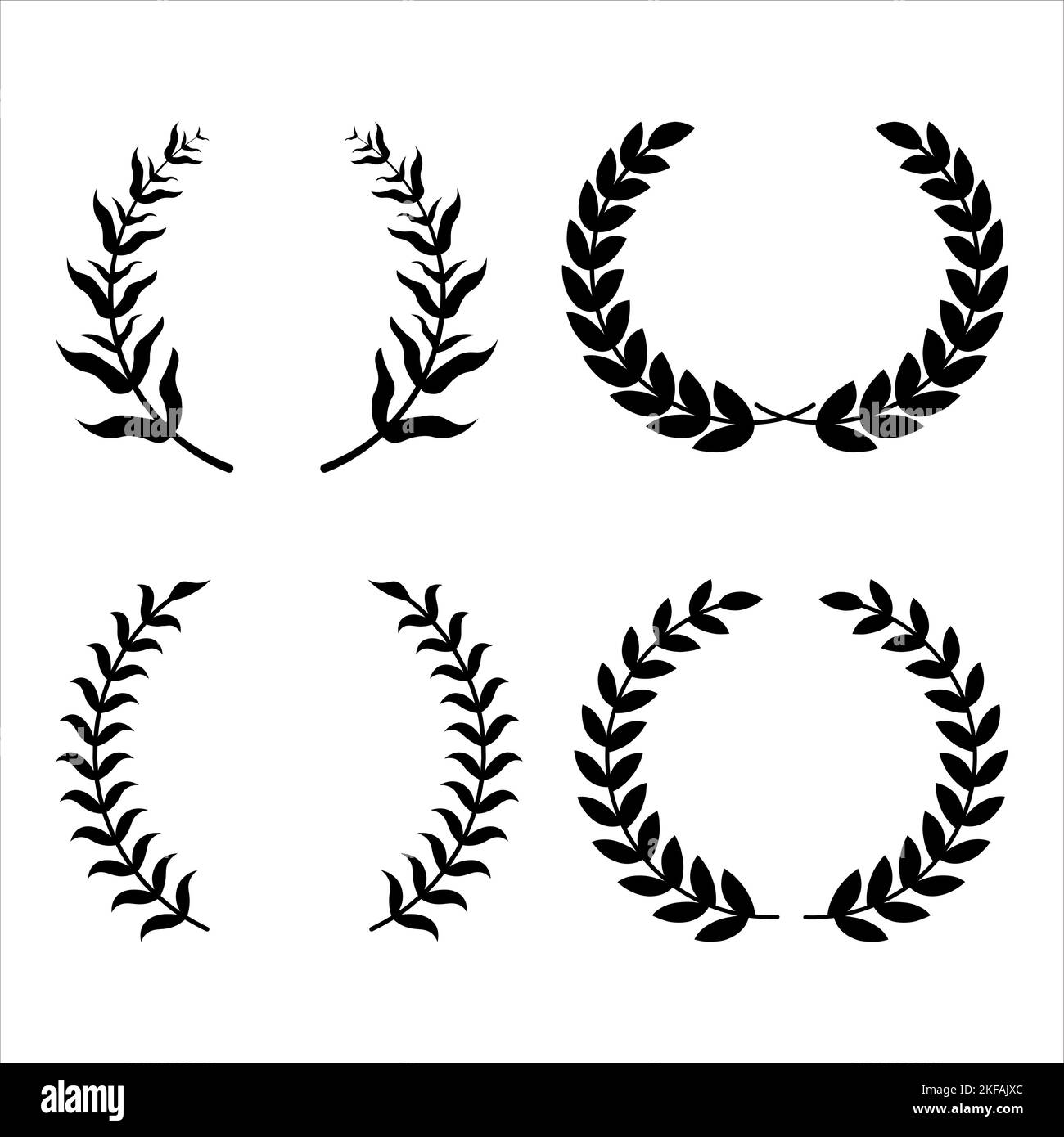 Laurel Wreath Flora theme on a white background set Stock Vector Image ...