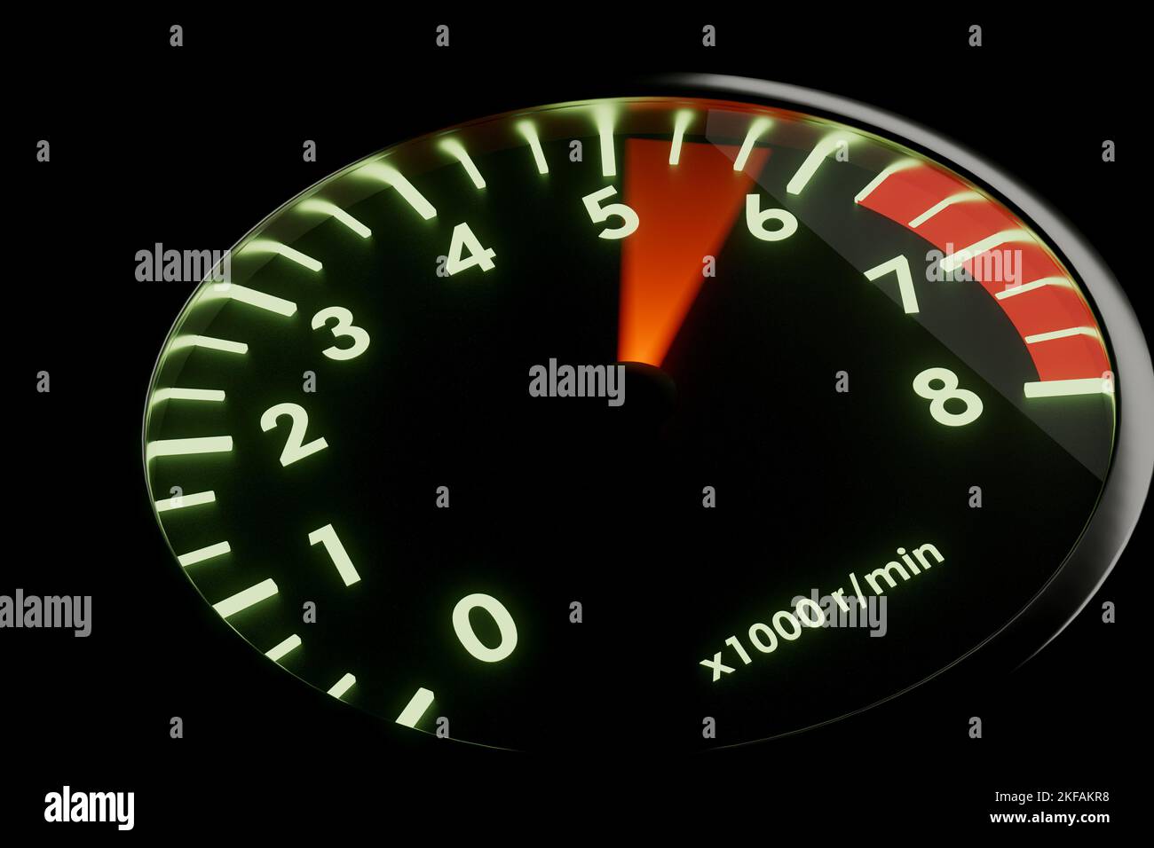 Tachometer needle moving up 3d render Stock Photo Alamy