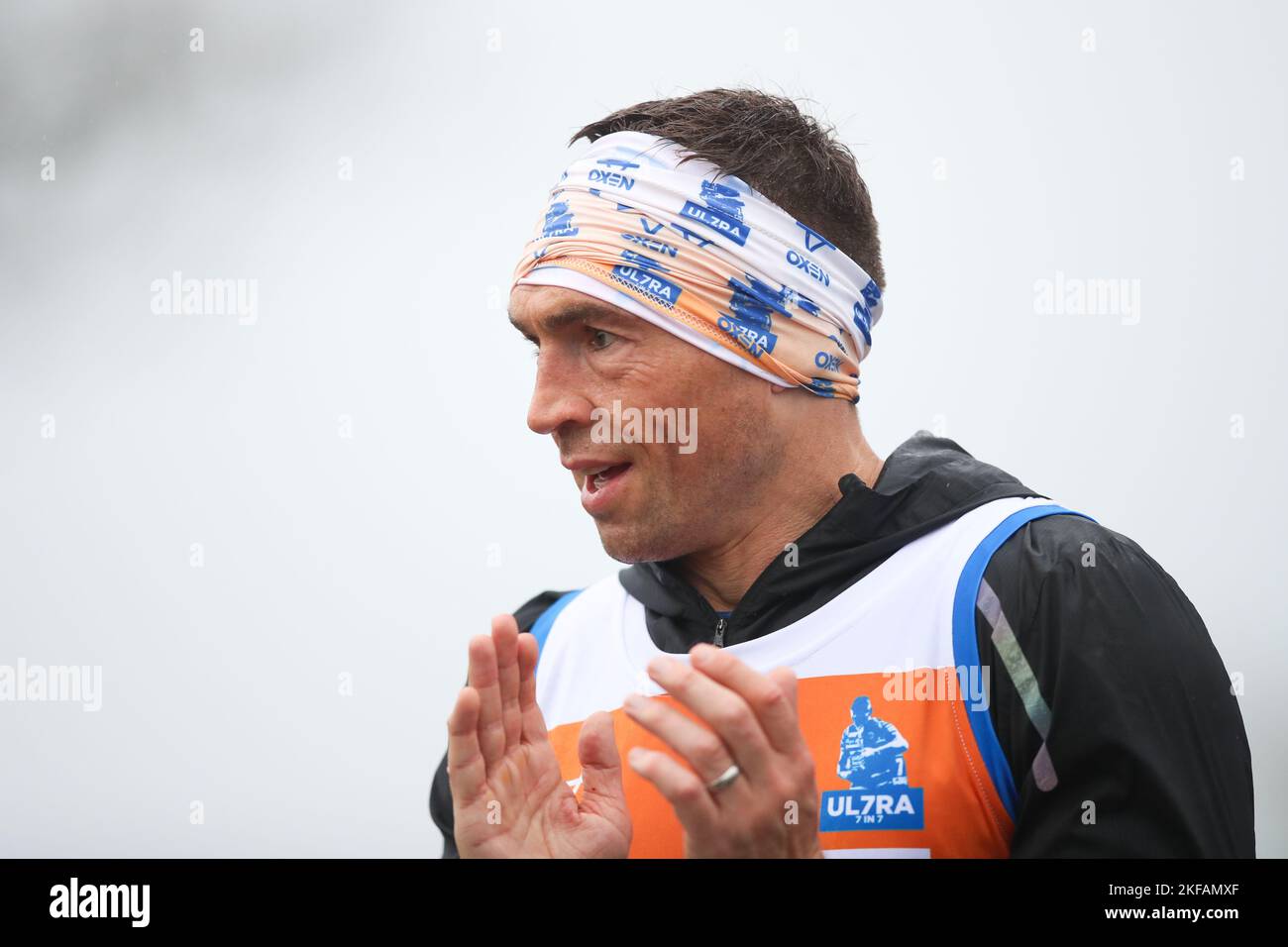 Kevin Sinfield during day five of the Ultra 7 in 7 Challenge from Stokesley to York. The former Leeds captain is set to complete seven ultra-marathons in as many days in aid of research into Motor Neurone Disease, by running into Old Trafford at half-time of the tournament's finale on November 19. Picture date: Thursday November 17, 2022. Stock Photo