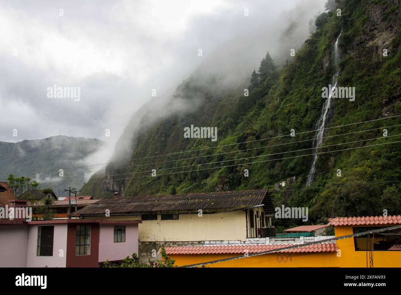 Cityscape of Banos, Ecuador. Baños de Agua Santa commonly referred to