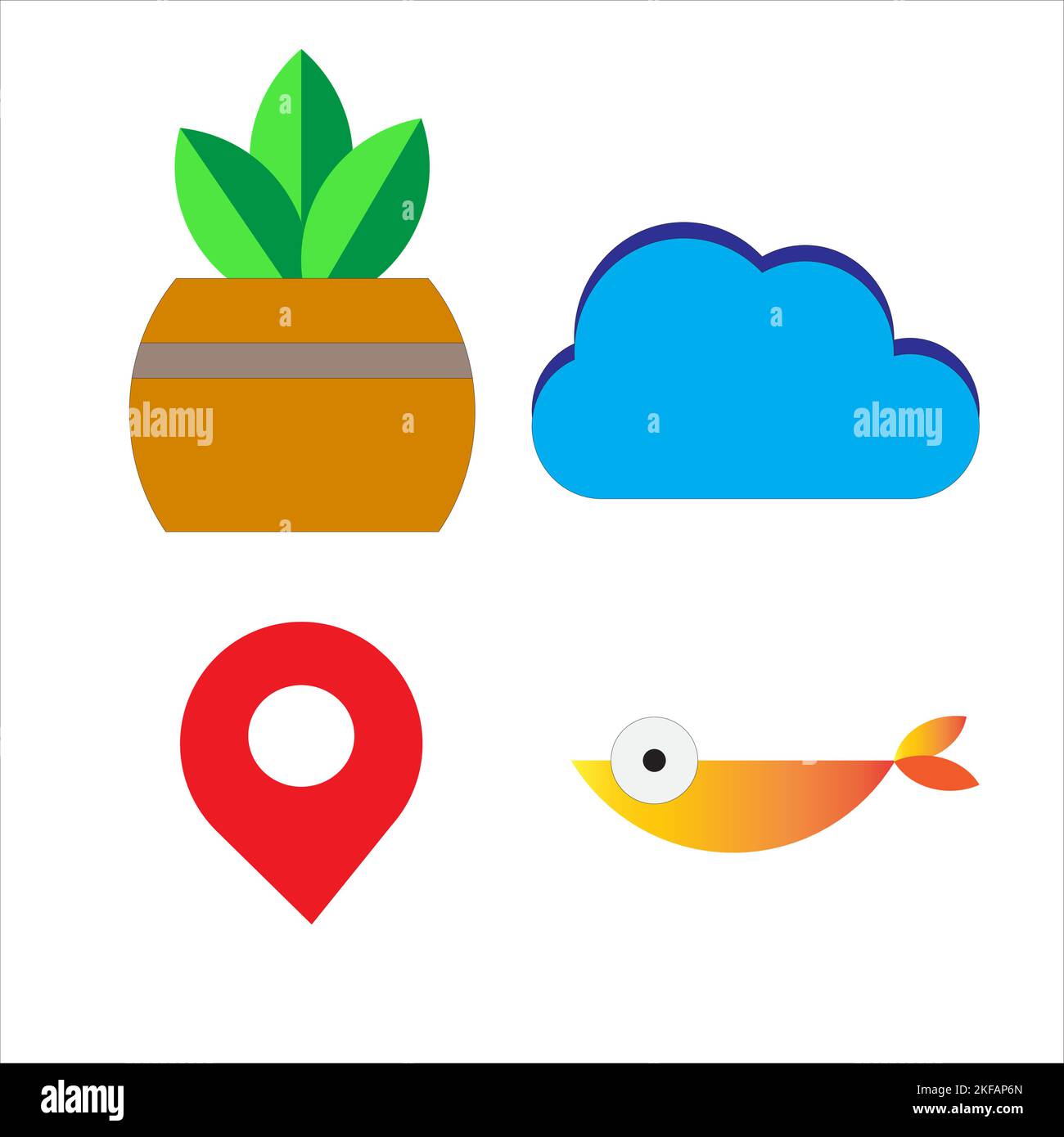 Collection Of Abstract Vector Symbols vas, fish, cloud and pin location.  Graphic design Stock Vector Image & Art - Alamy