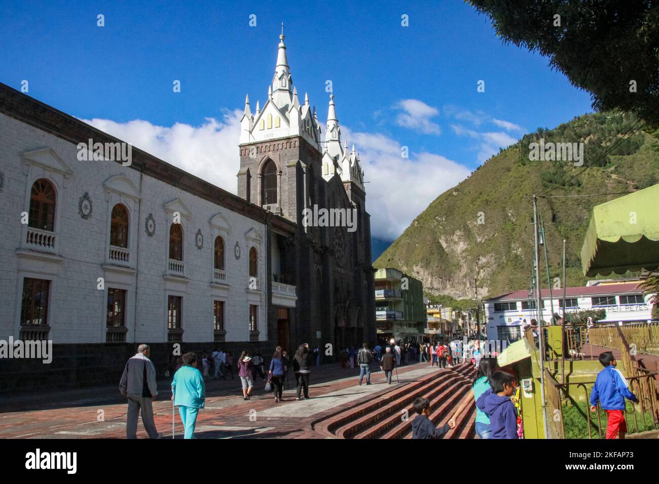 Cityscape of Banos, Ecuador. Baños de Agua Santa commonly referred to