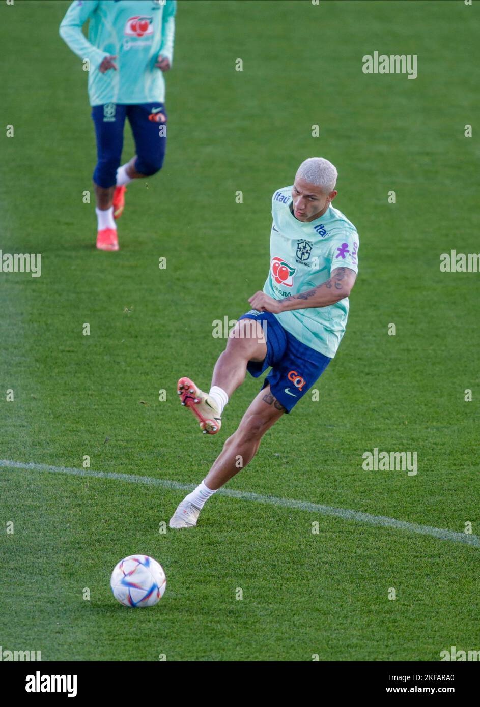 Richarlison of Brazil during Brazil National football team traning, before the finale stage of the World Cup 2022 in Qatar, at Juventus Training Cente Stock Photo