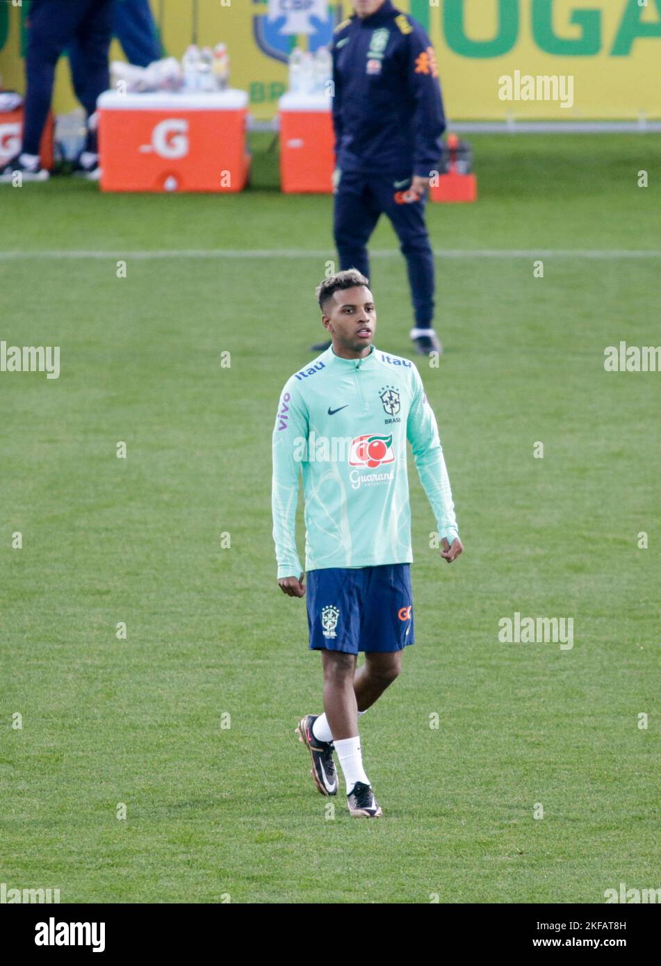 Turin, Italy. 16th Nov, 2022. Rodrigo of Brazil during Brazil National football team traning, before the finale stage of the World Cup 2022 in Qatar, at Juventus Training Center, 16 November 2022, Turin, Italy. Photo Nderim Kaceli Credit: Independent Photo Agency/Alamy Live News Stock Photo