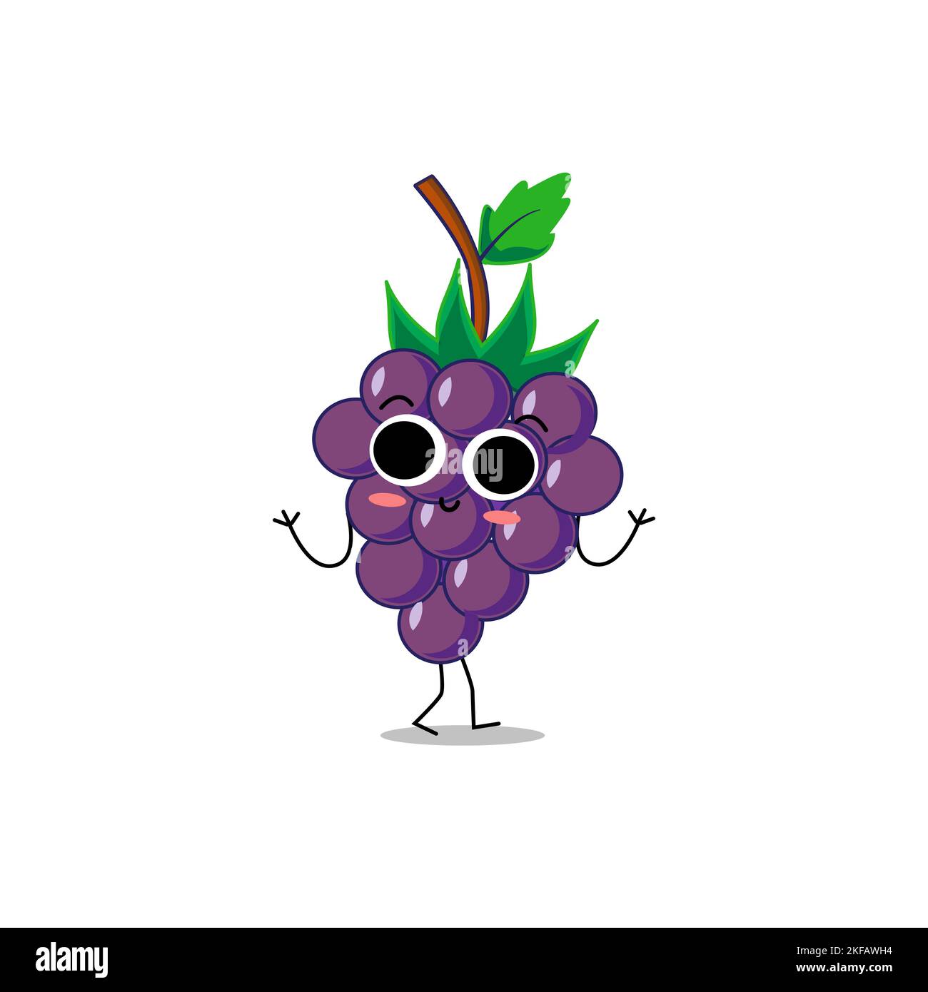 Cute vector grape fruit character in different action emotion ...