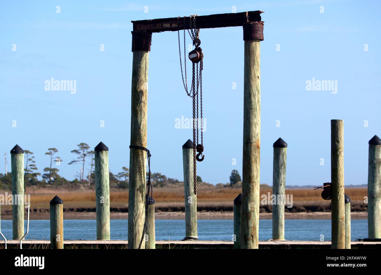 View from the Wise Point Boat Ramp, Eastern Shore of Virginia National Wildlife Refuge on the Virginia Inside Passage, Northampton County, Virginia, Stock Photo