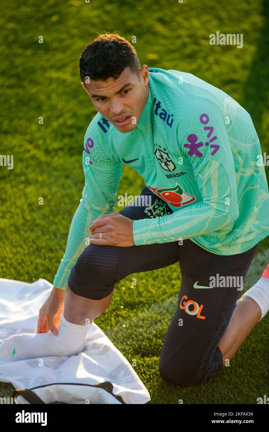 Turin, Italy. 16th Nov, 2022. Thiago Silva during Brazil National football team traning, before the finale stage of the World Cup 2022 in Qatar, at Juventus Training Center, 16 November 2022, Turin, Italy. Photo Nderim Kaceli Credit: Independent Photo Agency/Alamy Live News Stock Photo