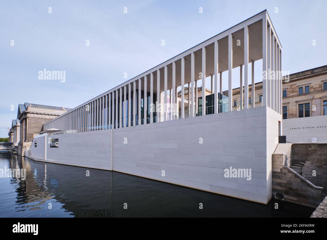 Berlin, Germany - Sept 2022: The modern entrance building of James Simon Gallery, Berlin Museum Island Visitor Center designed by Chipperfield Stock Photo