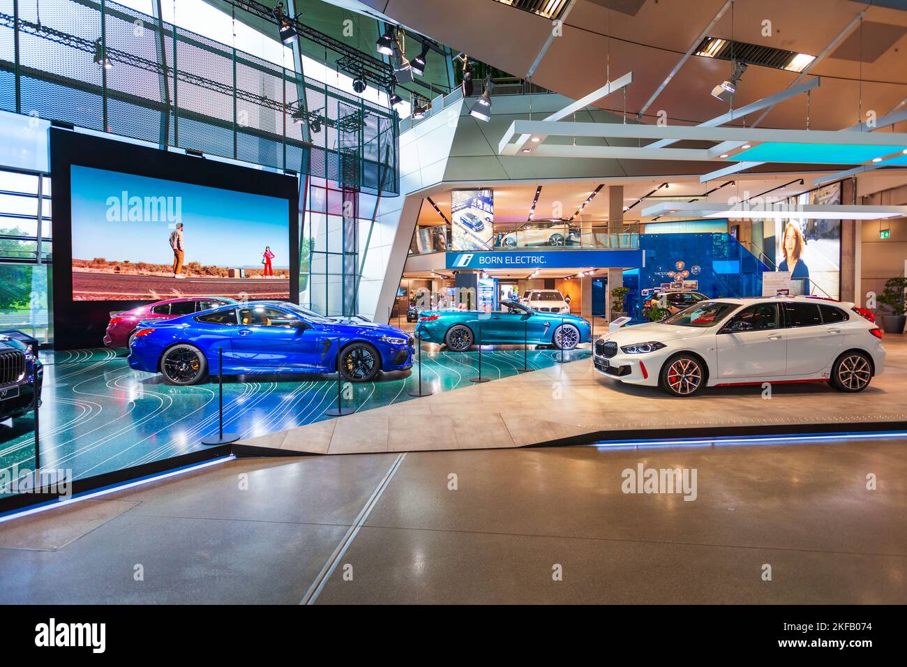 Munich, Germany July 08, 2021 BMW M8 series cars at BMW Welt. BMW Welt is a combined