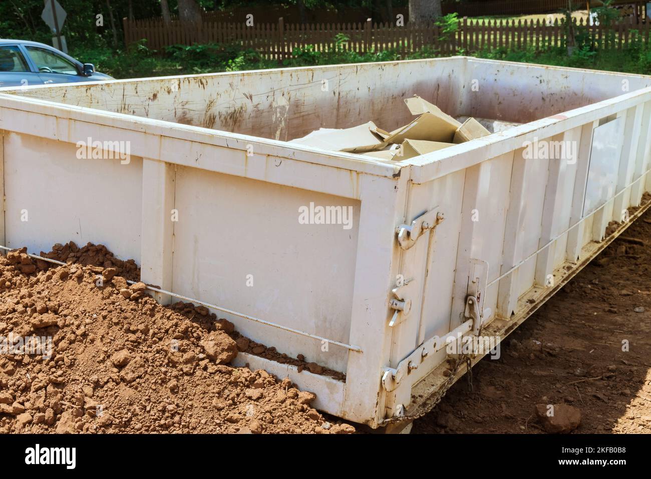 As part of construction site waste removal process metal container used