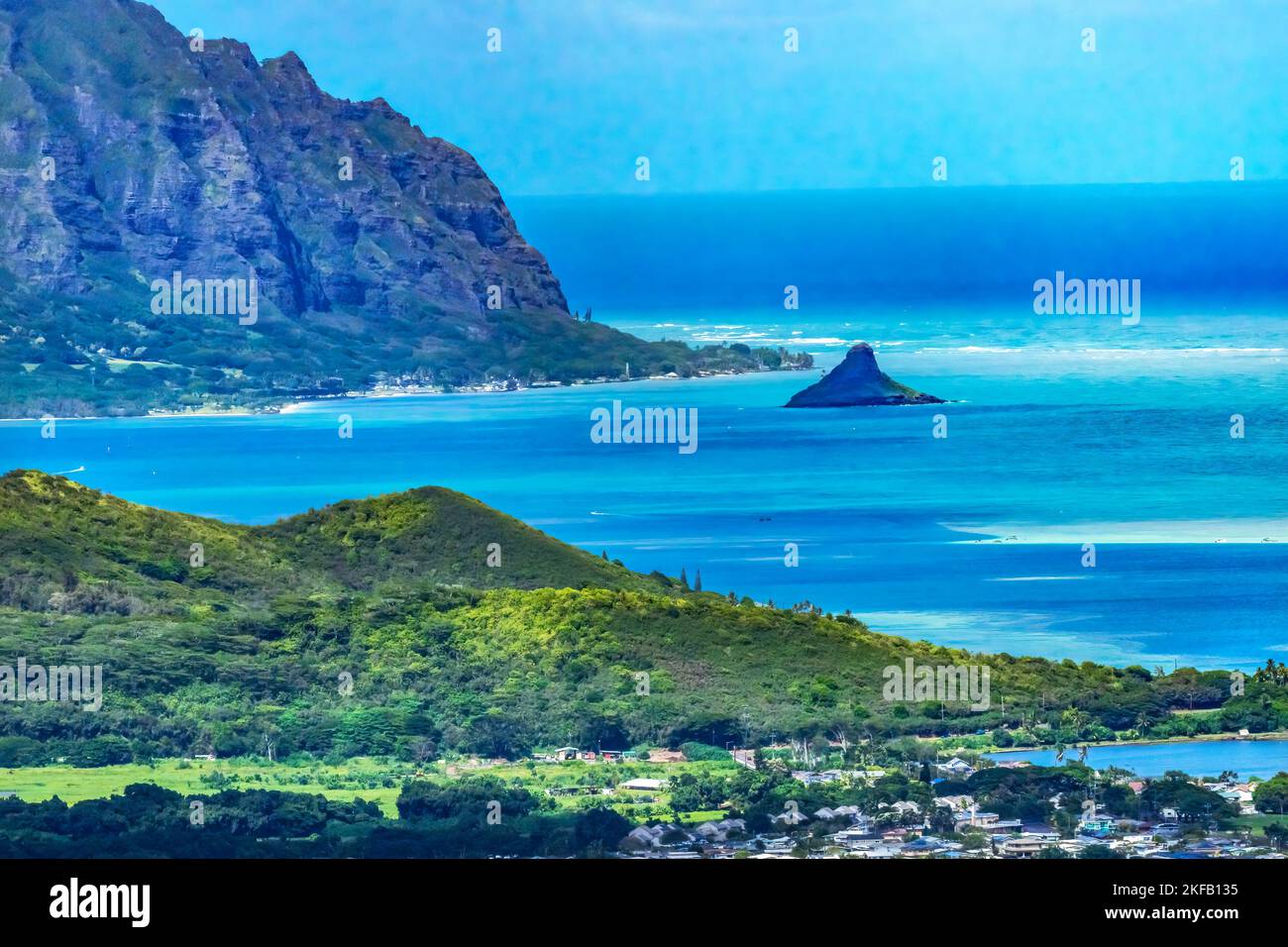 Colorful Chinaman's Hat Island Kaneohe Bay From Nuuanu Pali Outlook