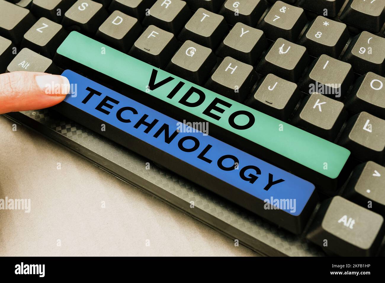 Text caption presenting Video Technology. Business showcase recording ...