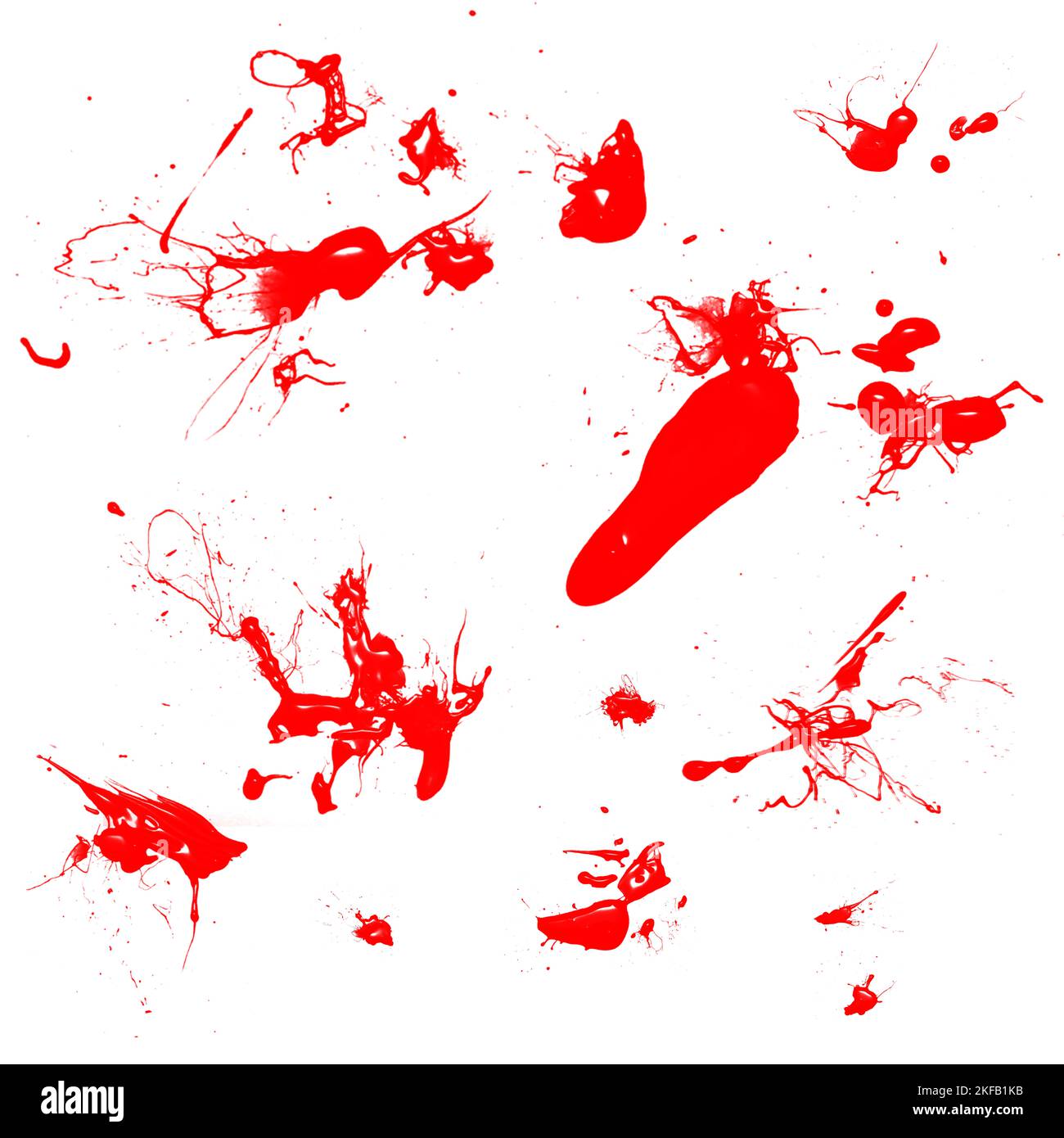 Realistic blood isolated on white background. Drops of blood and