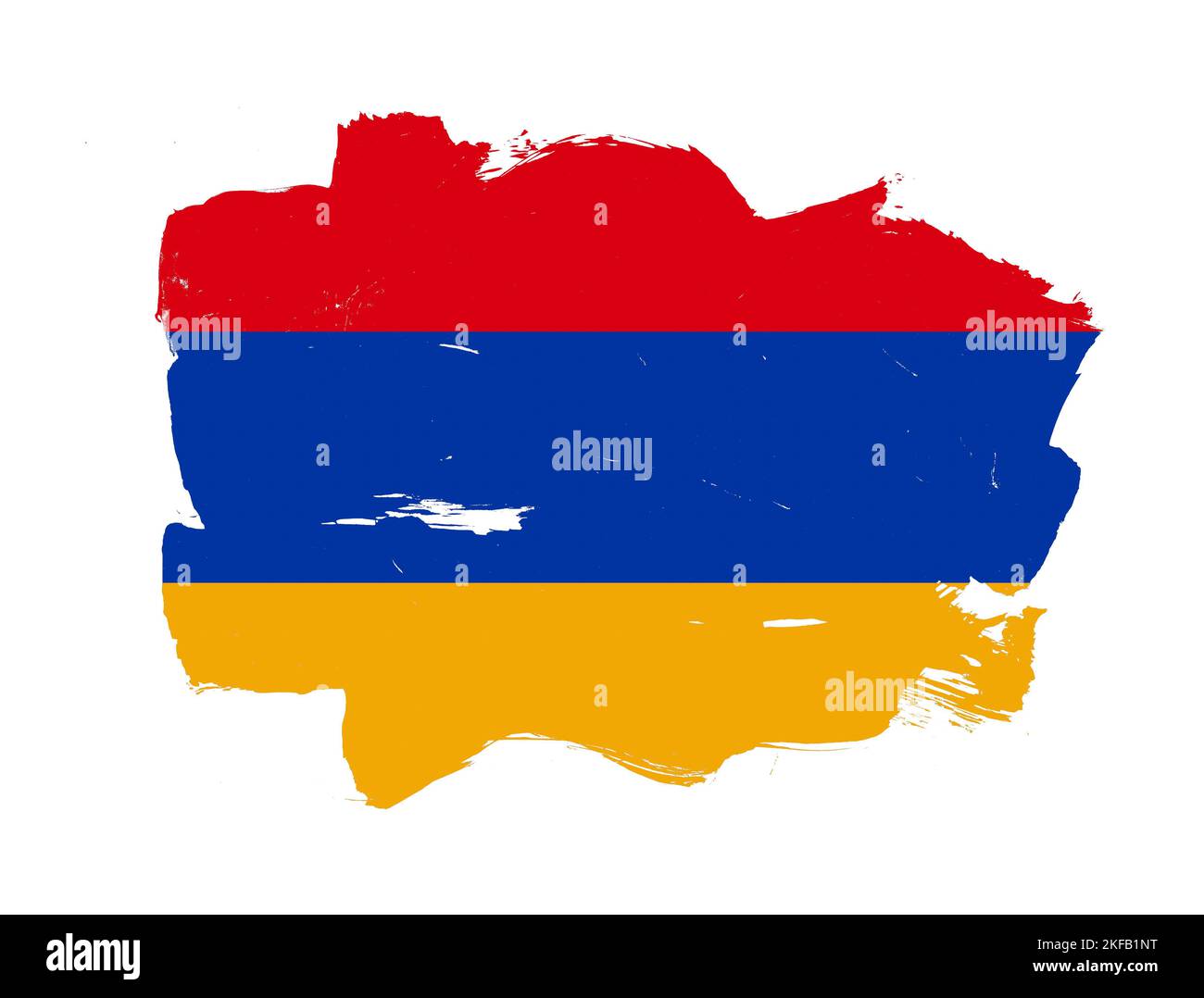 Painted flag of armenia with stroke brush effect on white background ...