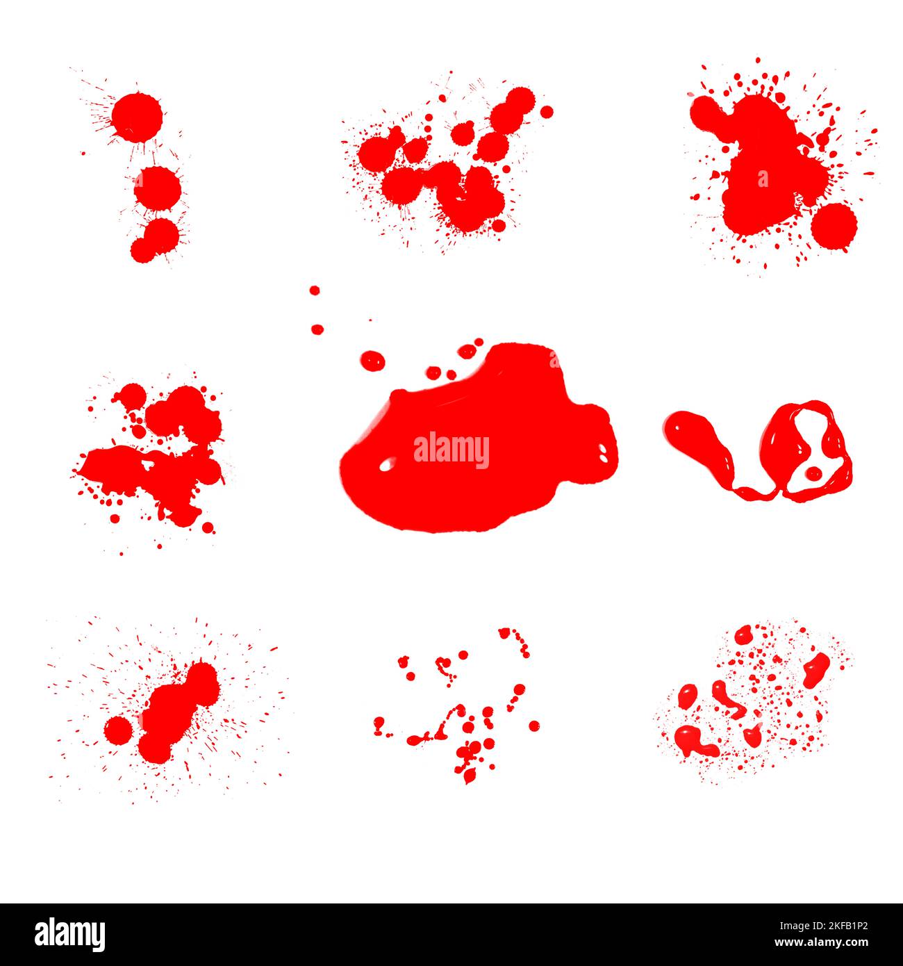 Realistic blood isolated on white background. Drops of blood and