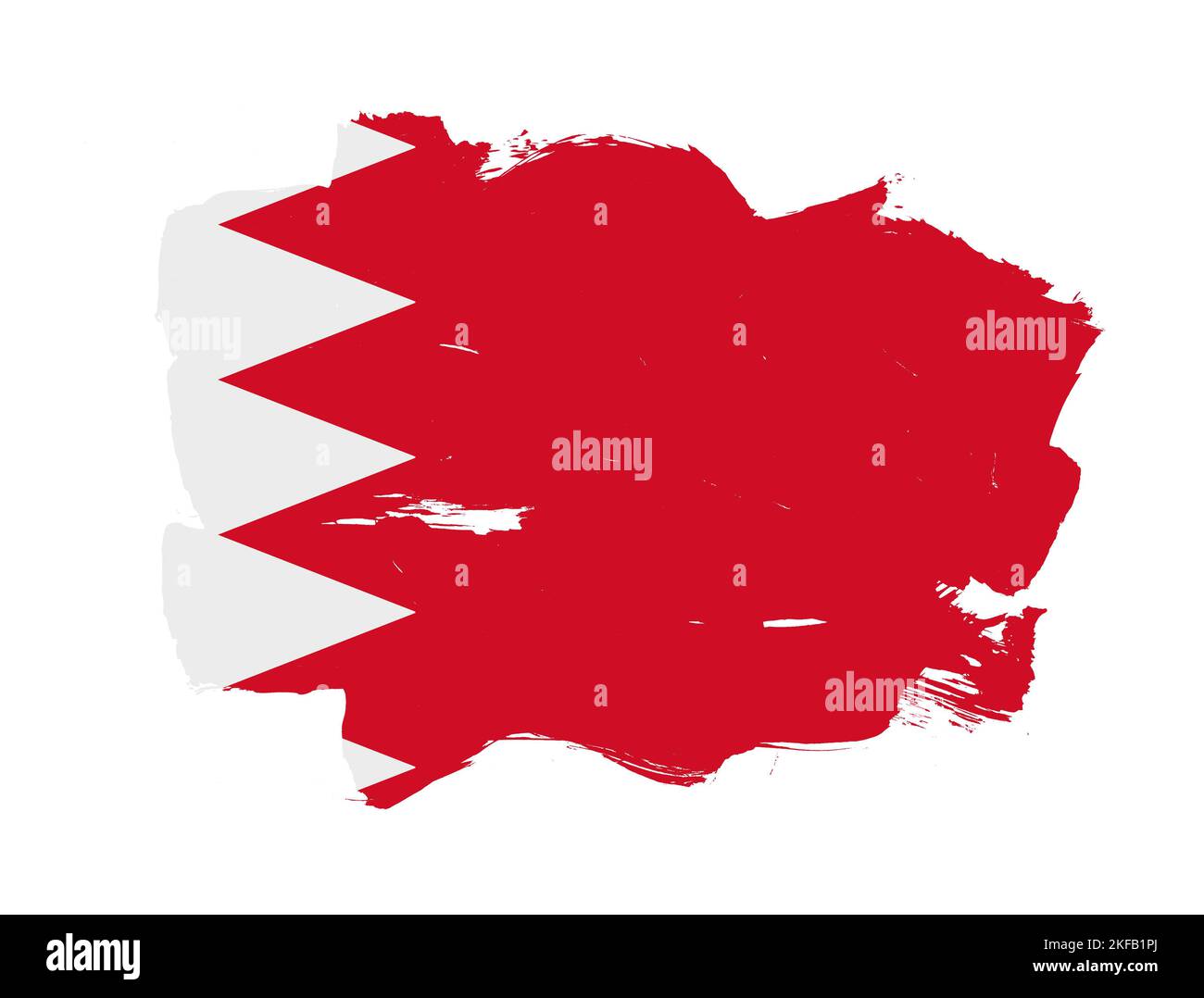 Painted flag of bahrain with stroke brush effect on white background Stock Photo