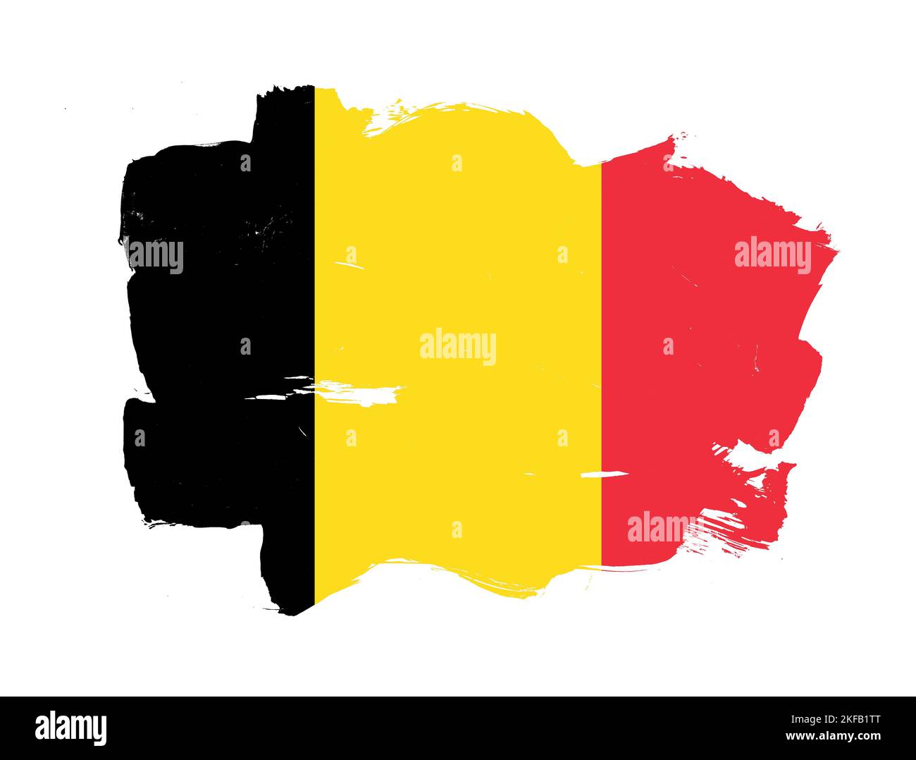 Painted flag of belgium with stroke brush effect on white background ...