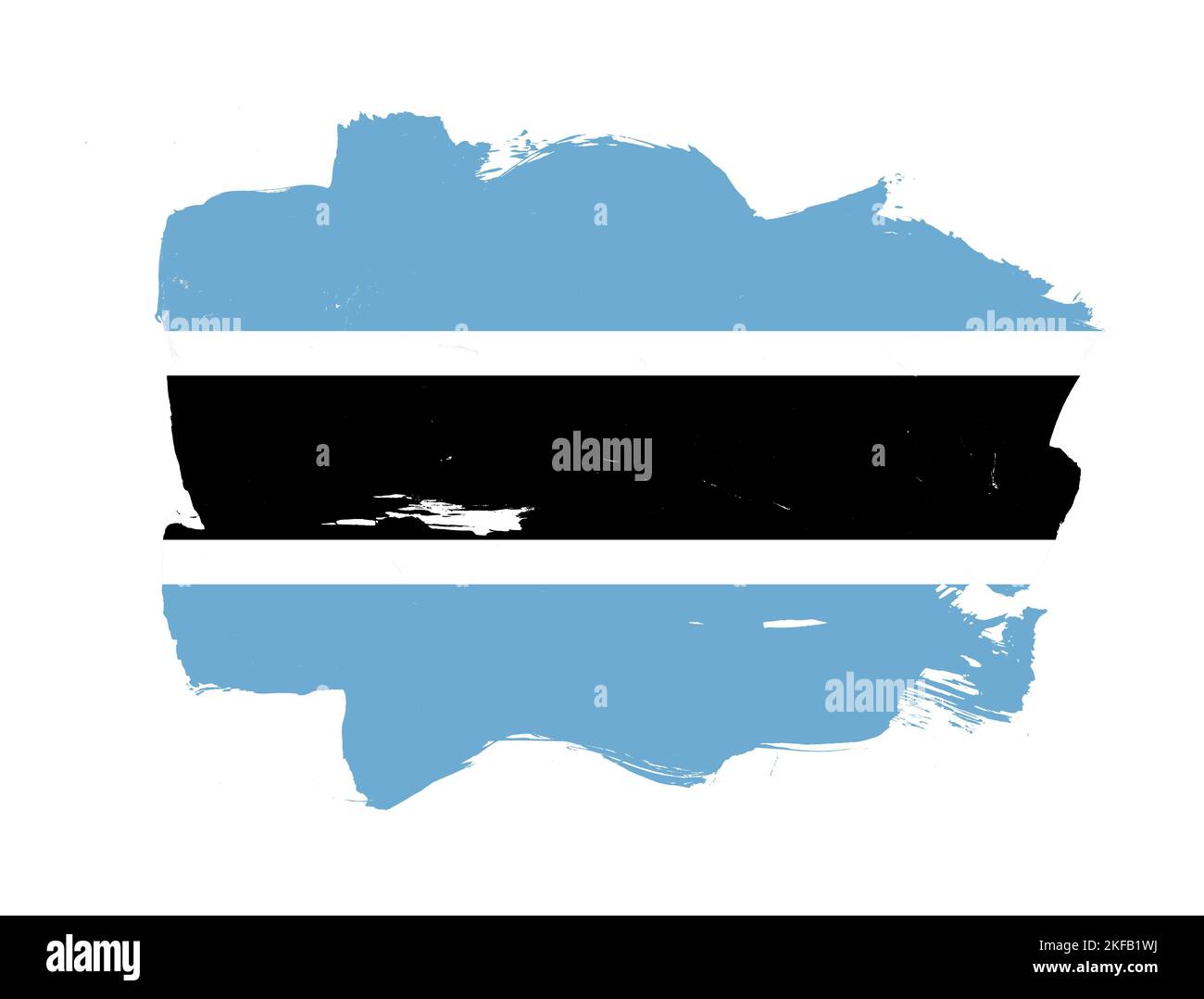 Painted flag of botswana with stroke brush effect on white background ...