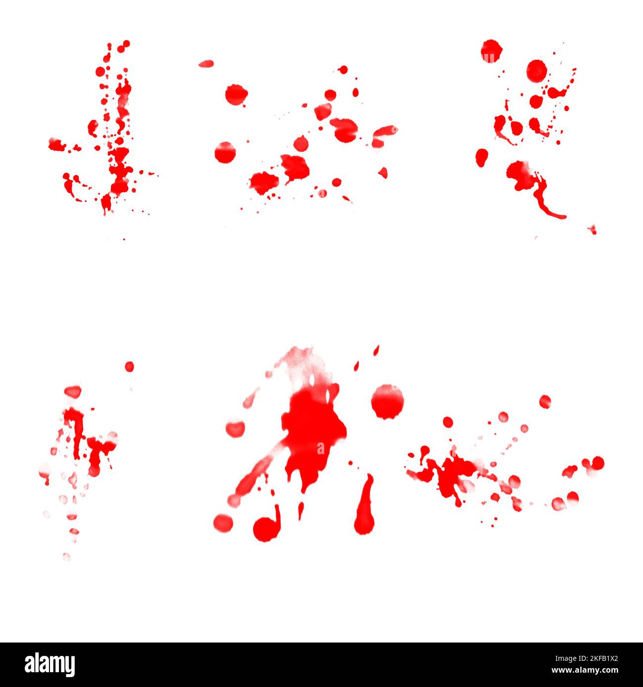 Realistic blood isolated on white background. Drops of blood and