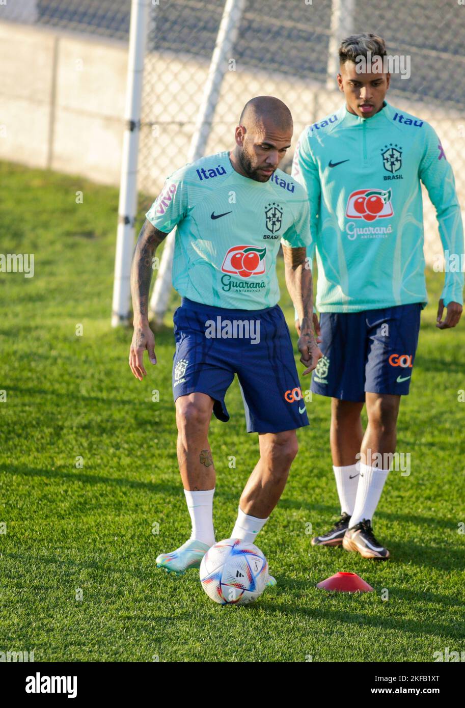Turin, Italy. 16th Nov, 2022. Dani Alves of Brazil during Brazil National football team traning, before the finale stage of the World Cup 2022 in Qatar, at Juventus Training Center, 16 November 2022, Turin, Italy. Photo Nderim Kaceli Credit: Independent Photo Agency/Alamy Live News Stock Photo
